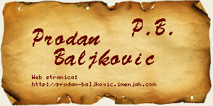 Prodan Baljković vizit kartica